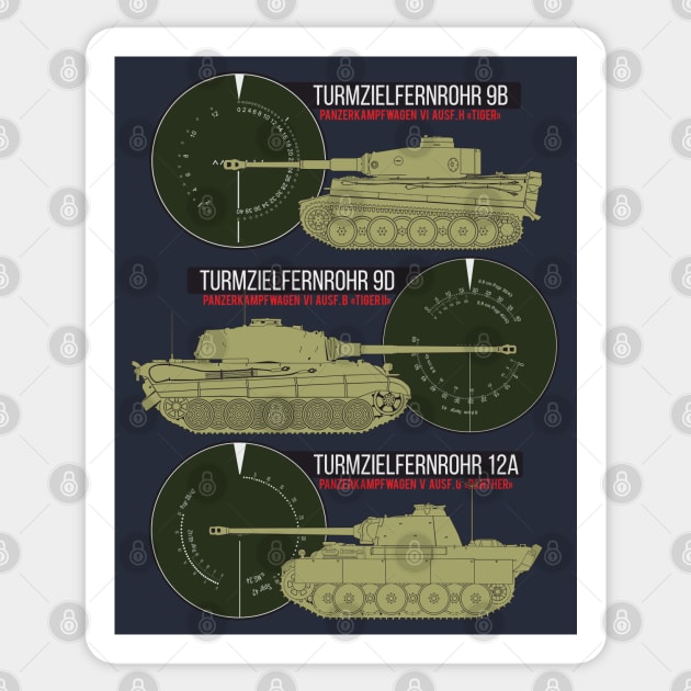 German WW2 tanks and their sights Sticker by FAawRay
